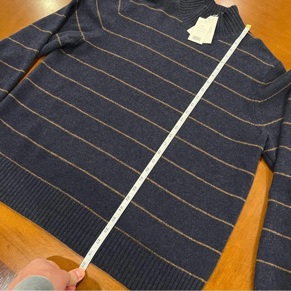 NEW $295 Vince Men’s‎ Wool Blend Striped Turtleneck Sweater Coastal Blue/Tan XL